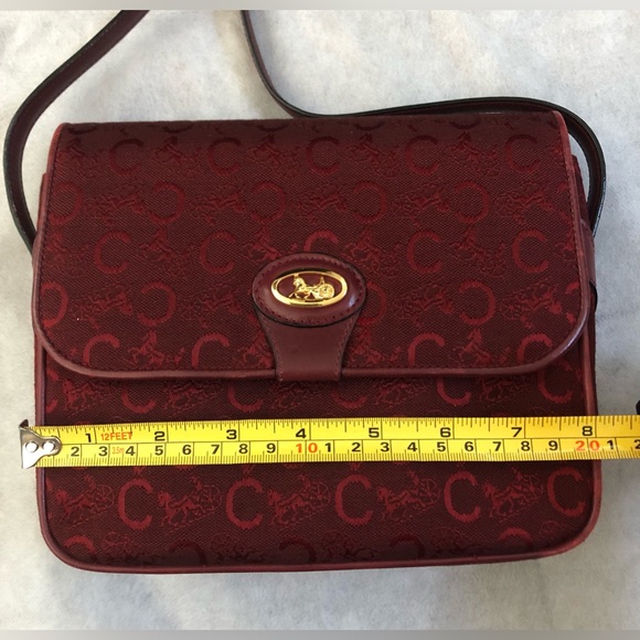 Vintage Celine Shoulder Bag Horse carriage logo box bag burgundy - Picture 14 of 16